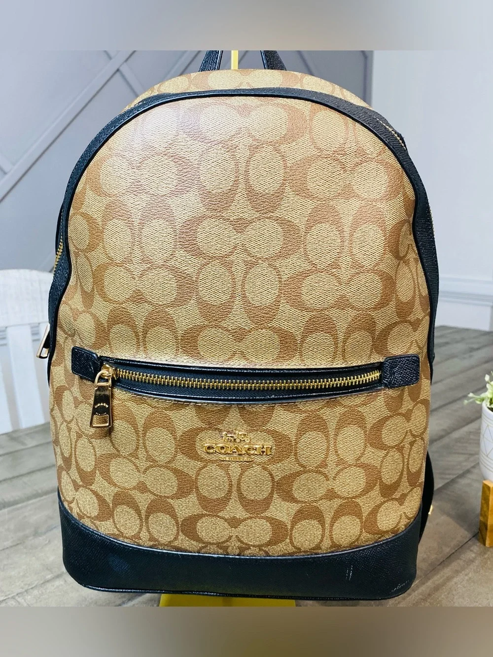 Coach Kenley Women's Backpack Signature Canvas - Khaki/Black